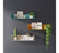 TQVLNMCR Estante Flotante de Pared, de Metal, de una Sola Palabra, de Hierro Forjado, combinable, Blanco, Amarillo y Azul.(Yellow,40cm)