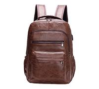 TQVLNMCR Mochila for computadora portátil de Cuero PU, Ligera, Resistente al Desgaste, portátil, Informal, for el día a día, for IR de Compras al Aire Libre, Color café