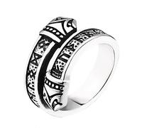TQWSVUM Anillo Abierto de Cabeza de Serpiente Vikinga Para Hombres, Anillo Circular Runa Vikinga Nórdica de Acero Inoxidable, Hecho A Mano Ajustable Vintage Anillo Pirata Pagan Amuleto Joyería