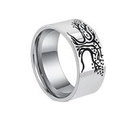TQWSVUM Anillo Árbol de la Vida Vikingo Para Hombres Y Mujeres - Anillo de Acero Inoxidable del Árbol del Mundo de la Mitología Nórdica - Joyería Fiesta Yggdrasil Medieval Gótica Punk Callejera