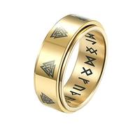 TQWSVUM Anillo Con Símbolo de Valknut Vikingo Nórdico, Anillo Giratorio de Runas Odin de Acero Inoxidable de 8 Mm, Vintage Pirata Hombres Mujeres Anillo de Banda Giratoria Joyería Escandinava