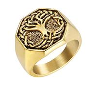 TQWSVUM Anillo de Acero Inoxidable la Banda Bodas Vikingo del Árbol la Vida for Hombres, Anillo Amuleto Los Celtas Nórdicos Nudo Yggdrasil, Medieval Vintage Classic Hip Hop Joyería Tamaño 7-13