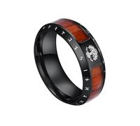 TQWSVUM Anillo de Acero Inoxidable Para Hombre Runas Vikingas Árbol de la Vida - Mitología Nórdica Yggdrasil Y Anillo Incrustación Madera - Hecho A Mano Pulido Encanto Vintage Joyería Callejera