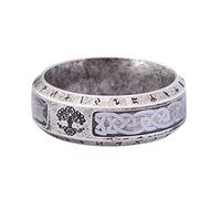 TQWSVUM Anillo de Árbol de la Vida Con Runas Vikingas Nórdicas Para Hombres Y Mujeres-Anillo de Nudo Celta Vintage de Acero Inoxidable de 8 Mm -Pareja Moda Punk Yggdrasil Amuleto Joyería