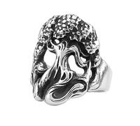 TQWSVUM Anillo de Árbol de la Vida Vikingo - Mitología Nórdica Yggdrasil Hombres Anillo de Acero Inoxidable - Hip Hop Vintage Moda Punk Biker Anillo Pirata Pagano Joyería Tamaño 7-13