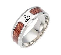 TQWSVUM Anillo de Brújula Vikinga - Anillo de Banda de Incrustaciones de Madera Y Runas de Acero Inoxidable Para Hombres Nórdicos - Anillo de Sello de Estilo Gótico Pulido Hecho A Mano Joyas