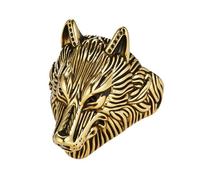 TQWSVUM Anillo de Cabeza de Lobo Vikingo Para Hombres - Anillo Nórdico Odin Fenrir de Acero Inoxidable - Amuleto Animal Hecho A Mano Pesado Y Grueso Joyería de Moda Gótica Hip Hop