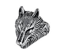 TQWSVUM Anillo de Cabeza de Lobo Vikingo Para Hombres - Anillo Nórdico Odin Fenrir de Acero Inoxidable - Amuleto Animal Hecho A Mano Pesado Y Grueso Joyería de Moda Gótica Hip Hop