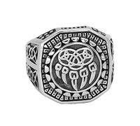 TQWSVUM Anillo de Garra de Lobo Vikingo Nórdico -Anillo de Pata de Oso Con Nudo Celta de Acero Inoxidable Para Hombres Y Mujeres -Hecho A Mano Medieval Hip Hop Vintage Animal Amulet Boys Jewelry