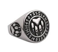 TQWSVUM Anillo de Garra de Oso de Runas Vikingas Para Hombres - Anillo de Dedo de Animal de Pata de Lobo Acero Inoxidable Hecho A Mano - Joyería de Protección Amuleto Gótico Punk Hip Hop Fresco(13)