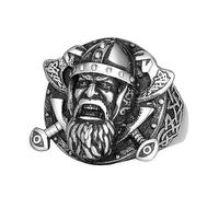 TQWSVUM Anillo de Guerrero Vikingo Odin Para Hombre - Anillo de Nudo Celta Vintage de Acero Inoxidable Nórdico - Fashion Metal Punk Gothic Rock Hip Hop Berserker Symbol Jewelry Anniversary Gift