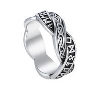 TQWSVUM Anillo de Hombre Mujer Runa Vikinga Nudo Celta - Anillo Nórdico Vintage Runas Futhark de Acero Inoxidable - Anillo Hecho A Mano de Moda Hip Hop Banda de Boda Joyería Pagana