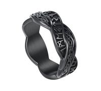TQWSVUM Anillo de Hombre Mujer Runa Vikinga Nudo Celta - Anillo Nórdico Vintage Runas Futhark de Acero Inoxidable - Anillo Hecho A Mano de Moda Hip Hop Banda de Boda Joyería Pagana