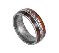 TQWSVUM Anillo de Incrustación de Madera con Nudo Celta Vikingo Para Hombres Y Mujeres - Alianza Boda Acero Inoxidable 8 MM Nudo Irlandés Nórdico - Joyería Artesanal Amuleto de Protección de Moda
