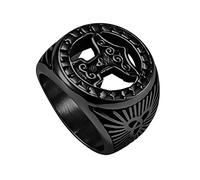 TQWSVUM Anillo de Martillo Thor's de Runa Vikinga Para Hombre -Anillo de Nudo Celta Mjolnir de Acero Inoxidable Nórdico - Moda Hecha A Mano Vintage Odin Raven Pagan Amulet Jewelry