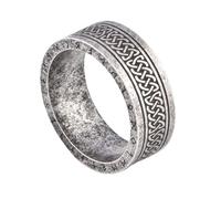 TQWSVUM Anillo de Nudo Celta Con Runas Vikingas Para Hombre Y Mujer -Anillo de Boda de Acero Inoxidable Pulido Vintage de 8 MM -Pareja Punk Rock Moda Pagan Street Amuleto Joyería Nórdica(13)
