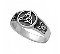 TQWSVUM Anillo de Nudo Celta Vikingo Nórdico -Anillo de Acero Inoxidable Con Nudo Triquetra Vintage Para Hombre Y Mujer -Nórdico Trinity Knot Wedding Band Promise Ring Joyería Irlandesa