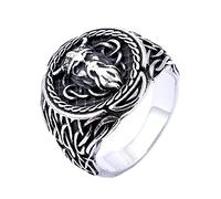TQWSVUM Anillo de Nudo Celta Vikingo Odin Warrior Para Hombre - Anillo Redondo Redondo de Acero Inoxidable Nórdico Vintage - Unisex Moda Hip Hop Cóctel Fiesta Anillo Biker Joyería Regalo
