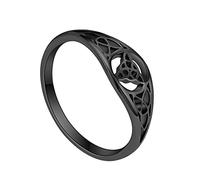 TQWSVUM Anillo de Nudo de Triquetra Celta Nórdica - Anillo de Promesa de Nudo Irlandés de Acero Inoxidable Para Hombres Y Mujeres - Joyería de Anillo Hueco Con Nudo de Trinidad Celta Vikinga