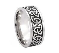 TQWSVUM Anillo de Nudo Triqueta Celta de Acero Inoxidable for Hombres, Mito Nórdico Viking Celtic Knots Band Ring, Moda vintage Gótico Irlanda Cumpleaños Regalo de Navidad Joyería Talla 7-13