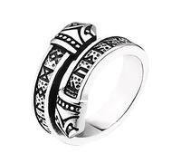 TQWSVUM Anillo de Runas de Dragón Vikingo Nórdico Tamaño Ajustable, Hombres Mujeres Dragon Ouroboros Anillo Abierto de Acero Inoxidable, Joyería de Protección Vintage Punk Medieval