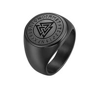 TQWSVUM Anillo de Runas Vikingas Valknut, Nordico Futhark Odin Símbolo Anillo de Acero Inoxidable, Hombres Mujeres Vintage 18K Chapado en Oro Anillo de Promesa Amuleto Irlanda Joyería