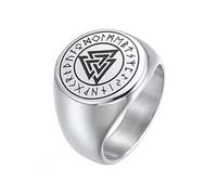 TQWSVUM Anillo de Runas Vikingas Valknut, Nordico Futhark Odin Símbolo Anillo de Acero Inoxidable, Hombres Mujeres Vintage 18K Chapado en Oro Anillo de Promesa Amuleto Irlanda Joyería