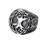 TQWSVUM Anillo de Sello de Acero Inoxidable 316L Tree Of Life Para Hombre, Anillo de Amuleto Vikingo Nórdico Yggdrasil, Vintage Hip Hop Moda Punk Estilo Día del Padre Regalo Joyería Tamaño 7-13