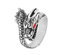 TQWSVUM Anillo del Dragón Vikingo Para Hombre - Anillo Pirata Nórdico de Acero Inoxidable Vintage Punk Cabeza de Dragón - Moda Ouroboros Animal Amuleto Anillo Joyería Regalo