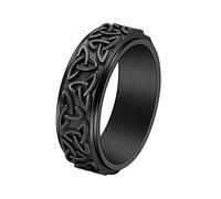 TQWSVUM Anillo Giratorio de Nudo Celta de Acero Inoxidable, Anillo Giratorio Con Símbolo de Triquetra Celta Vikingo Nórdico, Anillos de Banda de Nudo Celta Hechos A Mano Para Hombres Y Mujeres