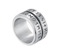 TQWSVUM Anillo Giratorio de Runas Vikingas Para Hombres Y Mujeres -Anillo Giratorio Acero Inoxidable con Runas Nórdicas Elder Futhark -Joyería Amuleto Moda Punk Para Parejas Hecho A Mano Y Pulido
