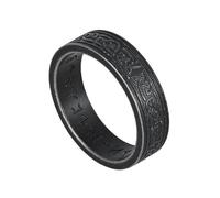 TQWSVUM Anillo Nórdico Vikingo Runa Nudo Celta - Anillo de Runa Elder Futhark de Acero Inoxidable Para Hombres Y Mujeres - Amuleto Pagano Hecho A Mano Anillo de Boda Joyería de Moda