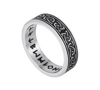 TQWSVUM Anillo Nórdico Vikingo Runa Nudo Celta - Anillo de Runa Elder Futhark de Acero Inoxidable Para Hombres Y Mujeres - Amuleto Pagano Hecho A Mano Anillo de Boda Joyería de Moda