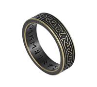 TQWSVUM Anillo Nórdico Vikingo Runa Nudo Celta - Anillo de Runa Elder Futhark de Acero Inoxidable Para Hombres Y Mujeres - Amuleto Pagano Hecho A Mano Anillo de Boda Joyería de Moda
