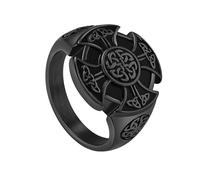 TQWSVUM Anillo Nordico Vikingo Triqueta Para Hombres - Banda de Boda Nudo Irlandés de Acero Inoxidable Hecha A Mano - Rapero Motero Vintage Punk Rock Compromiso Amuleto de Protección Joyería
