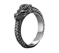 TQWSVUM Anillo Ouroboros - Anillo de Dragón Vikingo Nórdico Para Hombres Y Mujeres - Anillo de Animal de Serpiente Punk Gótico Vintage de Acero Inoxidable Unisex Amuleto Pagano Joyería