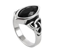 TQWSVUM Anillo Piedra Preciosa Nudo Celta Vikingo Para Hombres Y Mujeres - Anillo Piedra Cristal Triquetra Knot Acero Inoxidable Hecho A Mano - Joyería Amuleto Pagano Nudo Irlandés Vintage(Black,08)