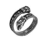 TQWSVUM Anillo Runa Vikinga Ouroboros - Anillo de Acero Inoxidable Con Cabeza Doble Serpiente Para Hombres Y Mujeres Nórdico -Runa Futhark Vintage Hecho A Mano Serpiente Anillos Góticos Joyería