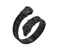 TQWSVUM Anillo Runa Vikinga Ouroboros - Anillo de Acero Inoxidable Con Cabeza Doble Serpiente Para Hombres Y Mujeres Nórdico -Runa Futhark Vintage Hecho A Mano Serpiente Anillos Góticos Joyería