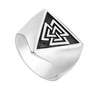 TQWSVUM Anillo Valknut Para Mujeres Y Hombres - Anillo Con Símbolo de Odin Triángulo Vikingo Nórdico - Vintage Medieval de Acero Inoxidable Pulido Valknut Amuleto Anillo Protección Joyería Regalo