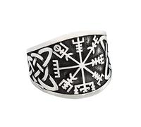 TQWSVUM Anillo Vegvisir Con Brújula Vikinga Para Hombre, Anillo de Acero Inoxidable Con Nudo Celta Y Brújula Rúnica Nórdica, Joyas de Talismán Pagano Celta de Irlanda Gótica Punk Hechas A Mano