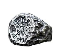 TQWSVUM Anillo Vegvisir Para Hombre - Anillo Pirata de Brújula Vintage de Acero Inoxidable Vikingo Nórdico - Hecho A Mano Pulido Medieval Metal Pesado Moda Calle Personalidad Joyería Tamaños 7-13(09)
