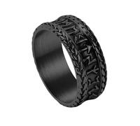 TQWSVUM Anillo Vikingo de Runas de Acero Inoxidable Para Hombre - Amuleto de Runas Nórdicas Elder Futhark Alianza de Boda - Joyería Hecha A Mano de Moda Gótica Punk Para Fiesta en la Calle
