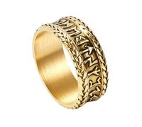 TQWSVUM Anillo Vikingo de Runas de Acero Inoxidable Para Hombre - Amuleto de Runas Nórdicas Elder Futhark Alianza de Boda - Joyería Hecha A Mano de Moda Gótica Punk Para Fiesta en la Calle