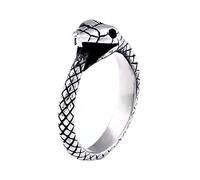 TQWSVUM Anillo Vikingo Ouroboros Para Hombre Y Mujer, Anillo Nórdico de Pirata Con Amuleto de Cabeza de Serpiente de Acero Inoxidable, Parejas Estilo Gótico Punk Rock Vintage Joyería Clásica