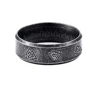 TQWSVUM Anillo Vikingo Valknut Acero Inoxidable Para Hombre, Anillo de Banda Con Símbolo de Odin de Guerrero Nórdico, Joyería Escandinava Protección de Moda Vintage Medieval Hecha A Mano