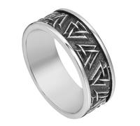 TQWSVUM Anillo Vikingo Valknut - Hombre Mujer Anillo Triángulo Nórdico Símbolo Odín de Acero Inoxidable - Hecho A Mano de Metal Pulido Vintage Street Pirate Ring Statement Jewelry Talla 7-12