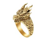 TQWSVUM Anillos de Dragón de Acero Inoxidable Nórdico Para Hombres Y Mujeres - Anillo de Dedo de Animal Cabeza de Dragón Vikingo Vintage - Joyería Rapero Biker Calle Fiesta Streetwear Accesorios