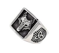TQWSVUM Anillos de Lobo Celta Para Hombre, Anillos Vikingos Nórdicos de Acero Inoxidable, Hecho A Mano Vintage Wizard Warrior Hunter Wolf Head Anillos Góticos Joyería Tamaño 7-12
