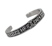 TQWSVUM Brazalete de Runa Vikinga Nórdica Mjolnir para Hombre - Brazalete de Acero Inoxidable de Doble Color Odin Crow Thor's Hammer - Vintage Gothic Pagan Amulet Wristband Jewelry